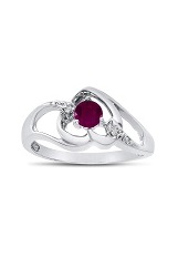 catchy white gold round ruby gemstone diamond heart birthstone baby ring